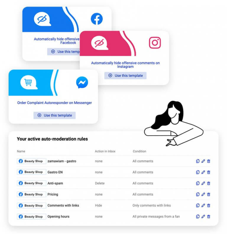 auto comment on social media NapoleonCat template