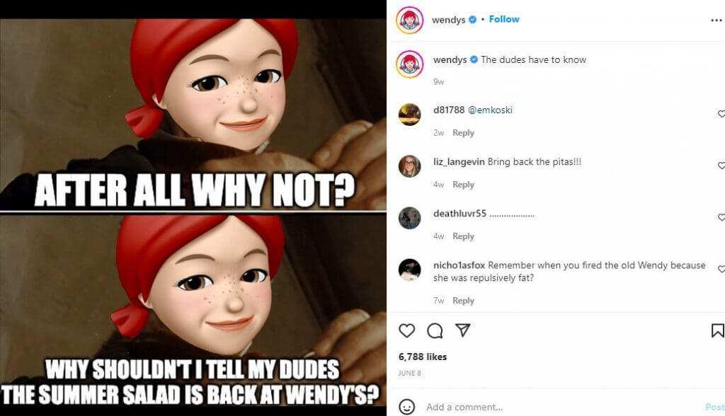Gen Z Memes - wendys ig post