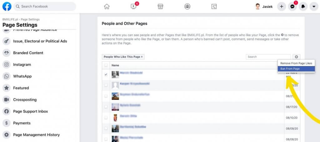 How to ban users on Facebook