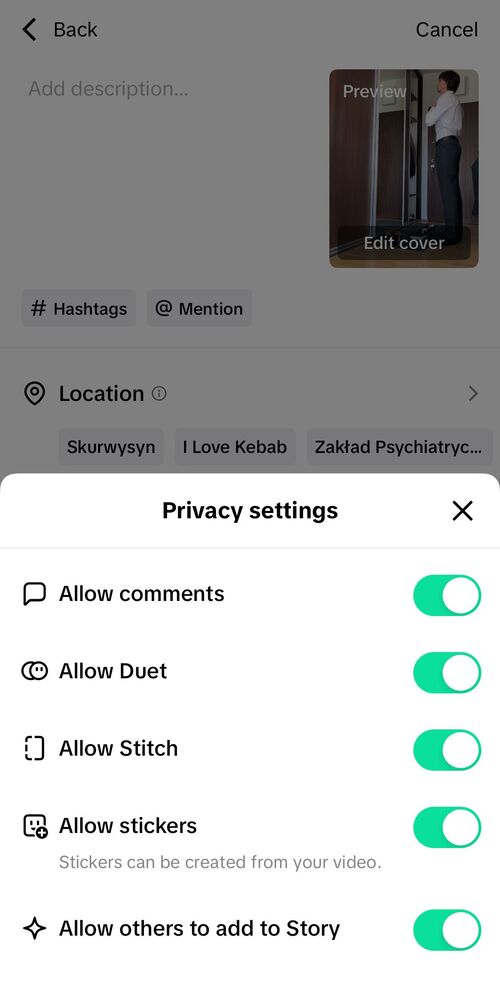 TikTok Comments - comment options