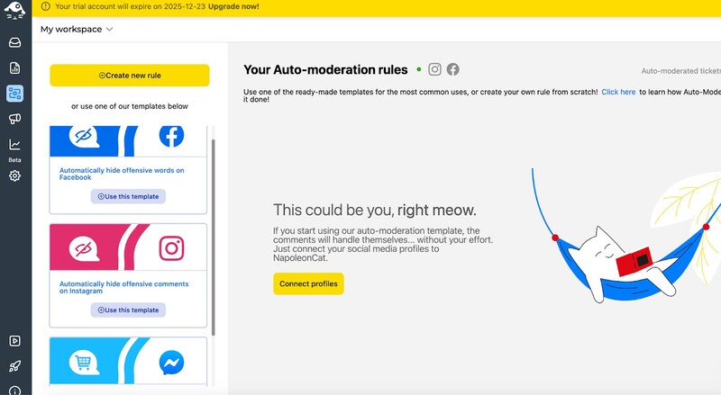 Instagram hacks - Auto-moderation rules in NapoleonCat