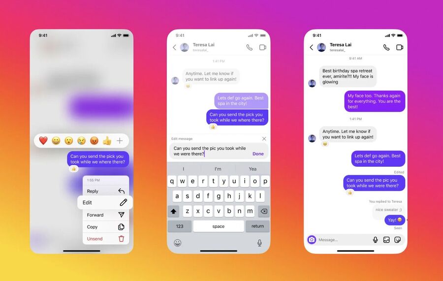 Instagram new features and updates - editing instagram dms