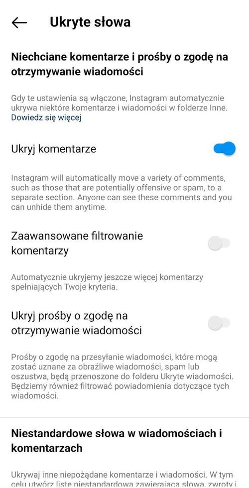 Jak Ukryć Komentarze na Instagramie - ukrywanie obraźliwych komentarzy