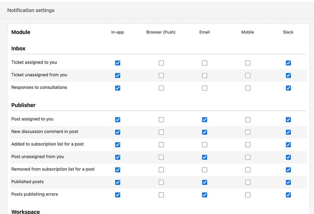 notification settings