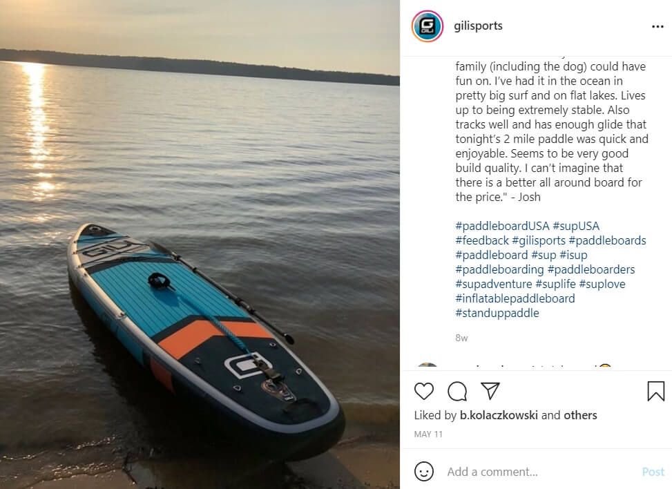 Instagram post with specific hashtags