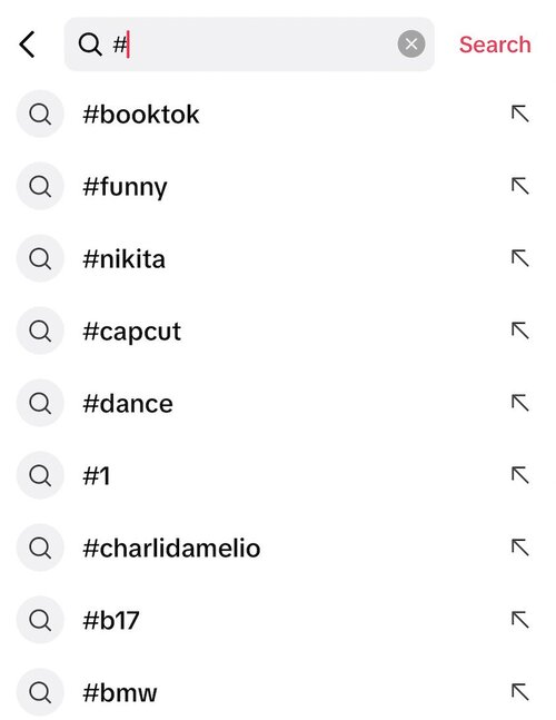 TikTok Hashtags - various hashtags