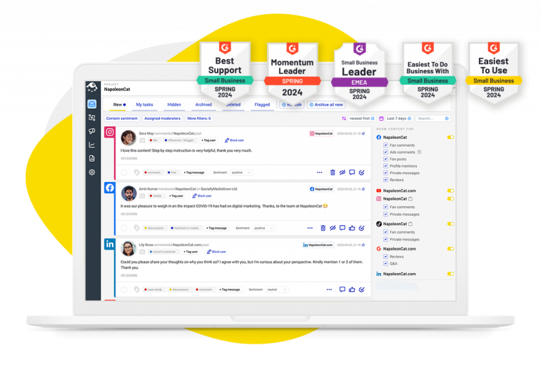 social media moderation tool - social Inbox from napoleoncat