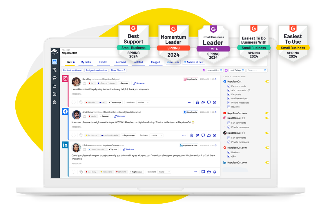 social media moderation tool - social Inbox from napoleoncat
